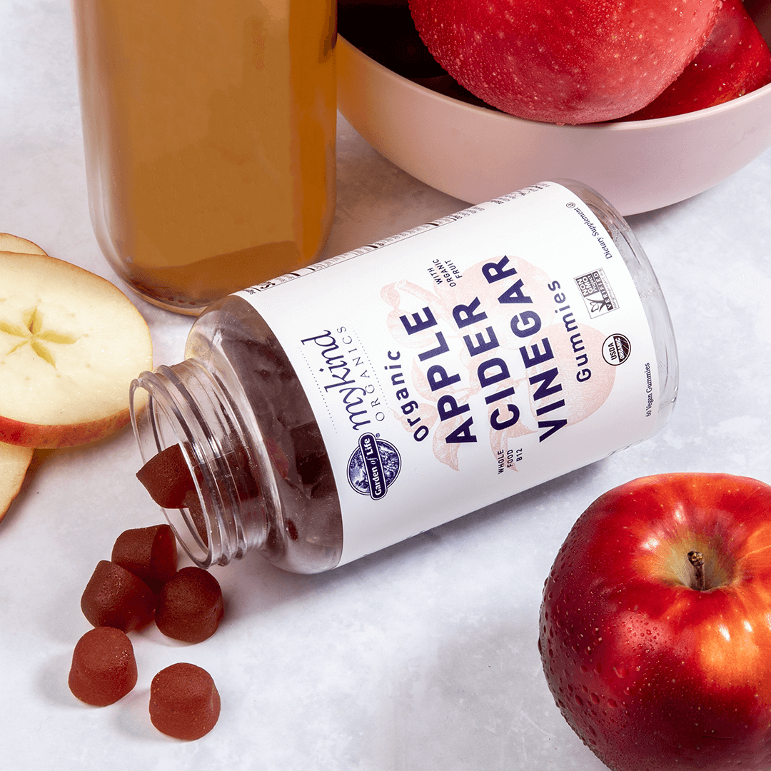 Biologische appelciderazijn gummies met appels