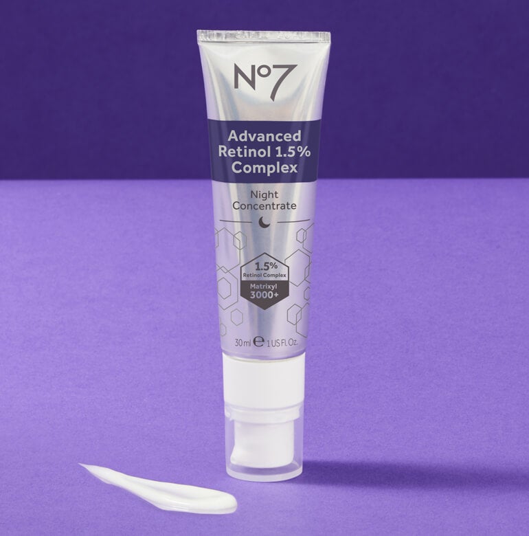 Transform Your Skin Like Never Before. It’s here: No7’s new Advanced Retinol 1.5% Complex Night Concentrate, a groundbreaking treatment that will revolutionize your skincare regimen.