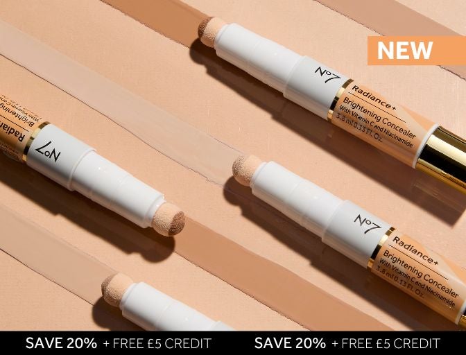 Image of No7 Future Renew Night Serum Product with reverse arrow in the background. New text callout in the top right corner.