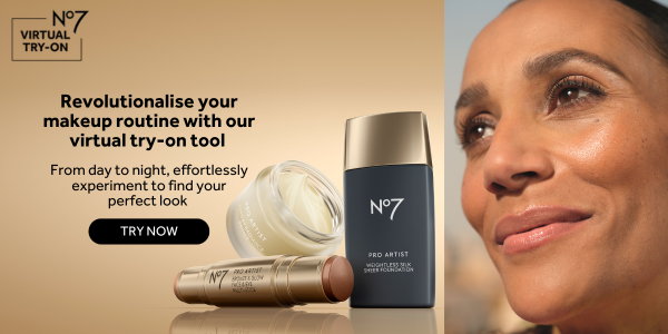 NEW Pro Artist Foundation, radiance primer and bronze and glow stick on a gold background with a model wearing an orange top outside and another woman wearing a pink top. White box with black text saying 'NEW' - Copy reads 
