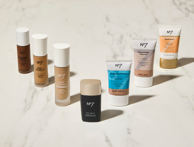 No7 Foundations on a marble background