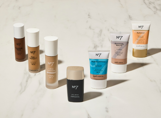 No7 Foundations on a marble background
