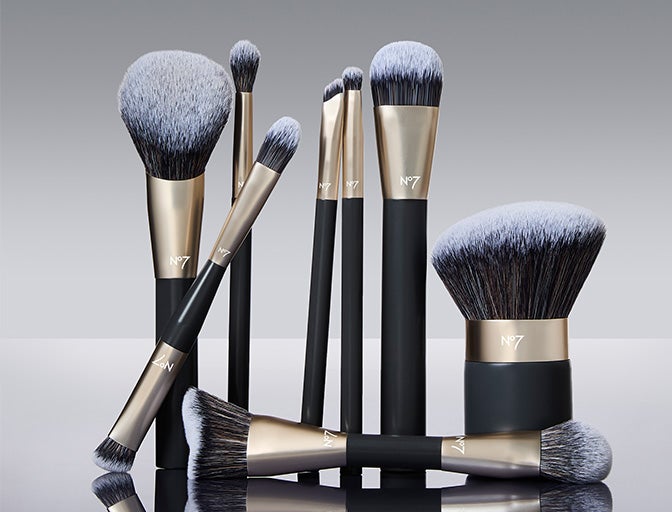 No7 Pro Artist Makeup Brushes against a grey background