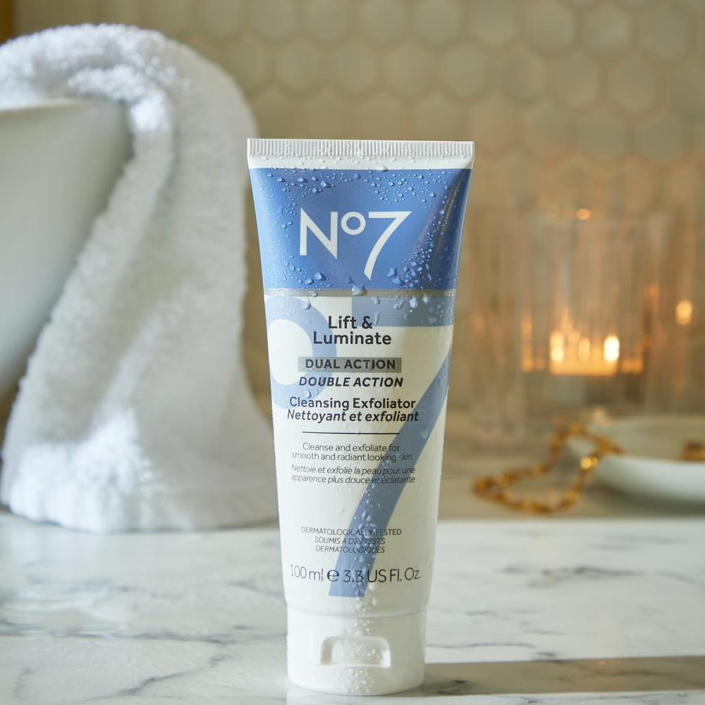 Your Lift & Luminate routine. Lift & Luminate double action cleansing exfoliator.