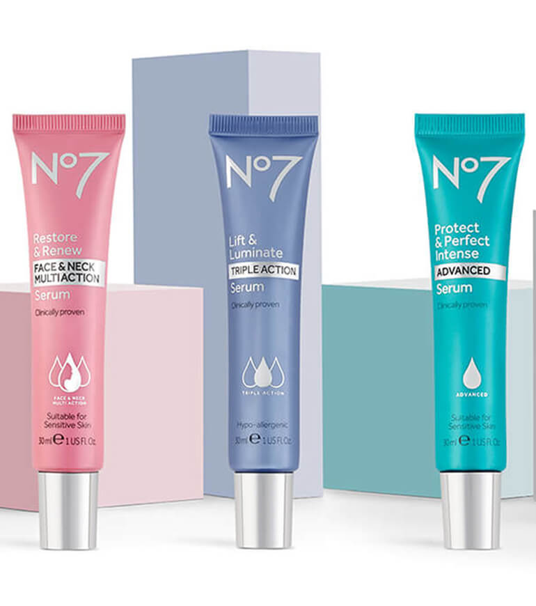 No7 Serum Range: Restore & Renew, Lift & Luminate , Protect & Perfect , Early Defense