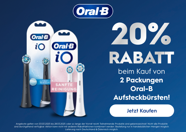 20% Rabatt beim Kauf von 2 Packungen Oral-B Aufsteckbursten!