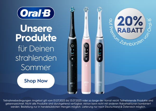 Unsere Produkte für Deinen strahlenden Sommer 20% Rabatt auf Premium Zahnbürsten von Oral-B
