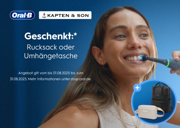 Kapton & Son Promo: Jetzt iO Zahnbürste kaufen und Kapten & Son Rucksack/Umhängetasche gratis erhalten