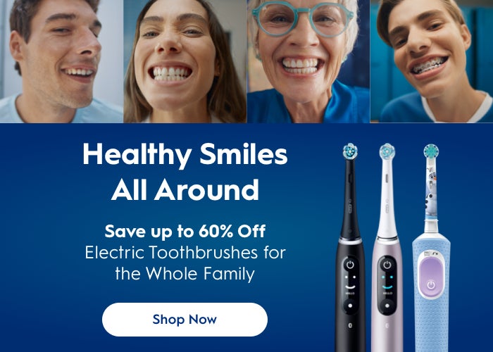 Healthy Smiles all around Save up to 60% OFF Electric Toothbrushes for the Whole Family