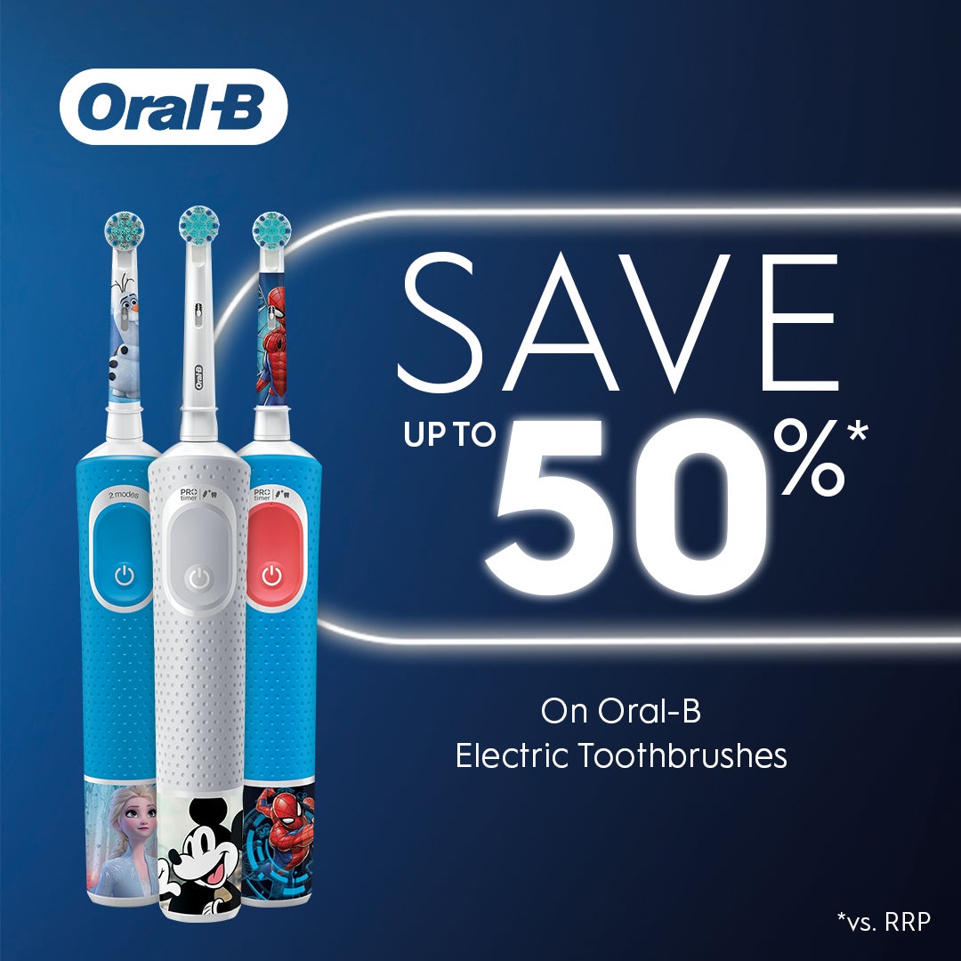 Enjoy up to 50% off selected Oral-B Electric Toothbrushes and Refills to UNLOCK our Exclusive FREE gifts!