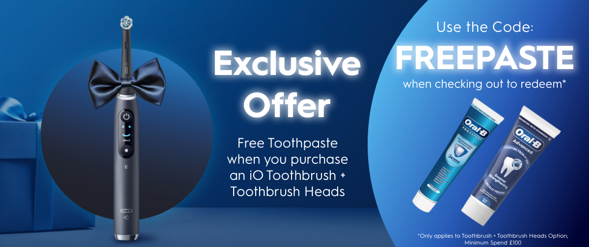 Use the code: FREEPASTE when checking out to redeem* *Only applies to Toothbrush + Toothbrush Heads Option; Minimum Spend £100