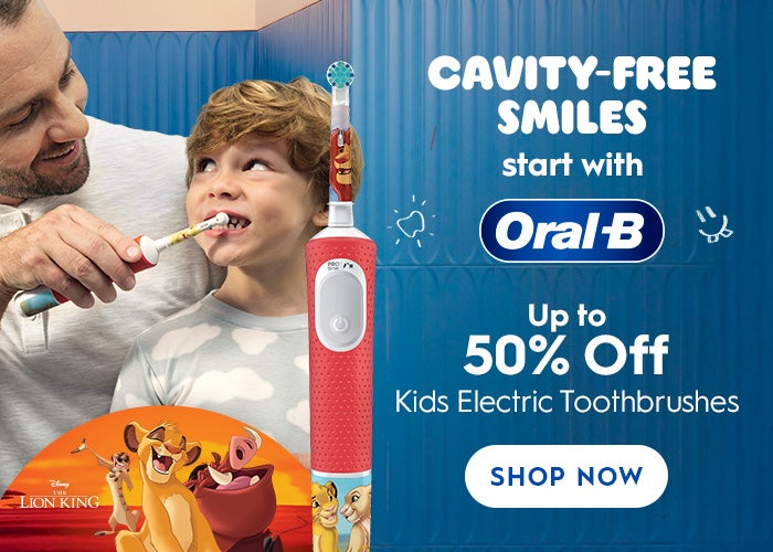 Cavity-Free Smiles starts with Oral-B! Up to 50% OFF Kids Electrci Toothbrushes.