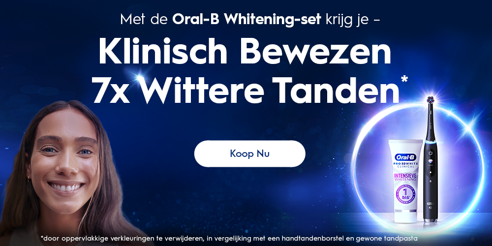 Met de Oral B Whitening-set krijg je - Klinisch Bewezen 7x Wittere Tanden*