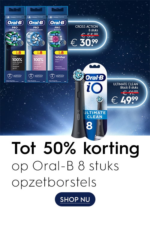 TOT 50% KORTING OP ORAL-B 8 STUKS OPZETBORSTELS