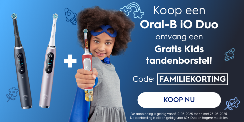 Koop een Oral B iO Duo ontvang een Gratis Kids tandenborstel