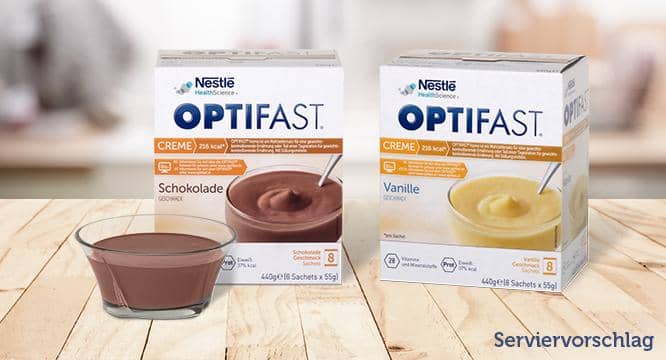 OPTIFAST® Mahlzeitenersatz-Cremes Produktauswahl - Schokolade und Vanille Geschmacksrichtungen