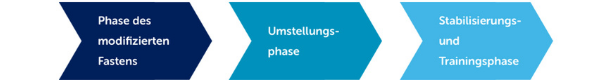 Phase des modifizierten Fastens, Umstellungs-phase, Stabilisierungs-und Trainingsphase