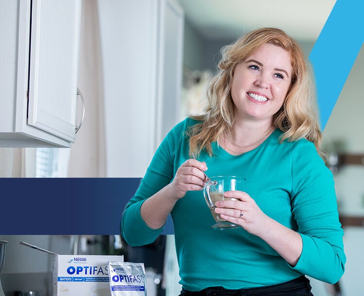 Image of a woman enjoying an OPTIFAST drink