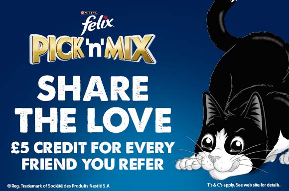 Felix Pick 'n' Mix. Share the Love. £5 credit for every friend you refer.
