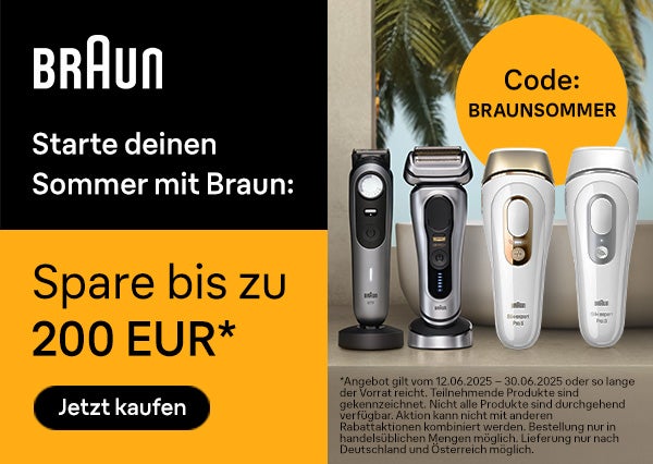 Infografik zeigt Braun-Produkte und das Sommer Sale