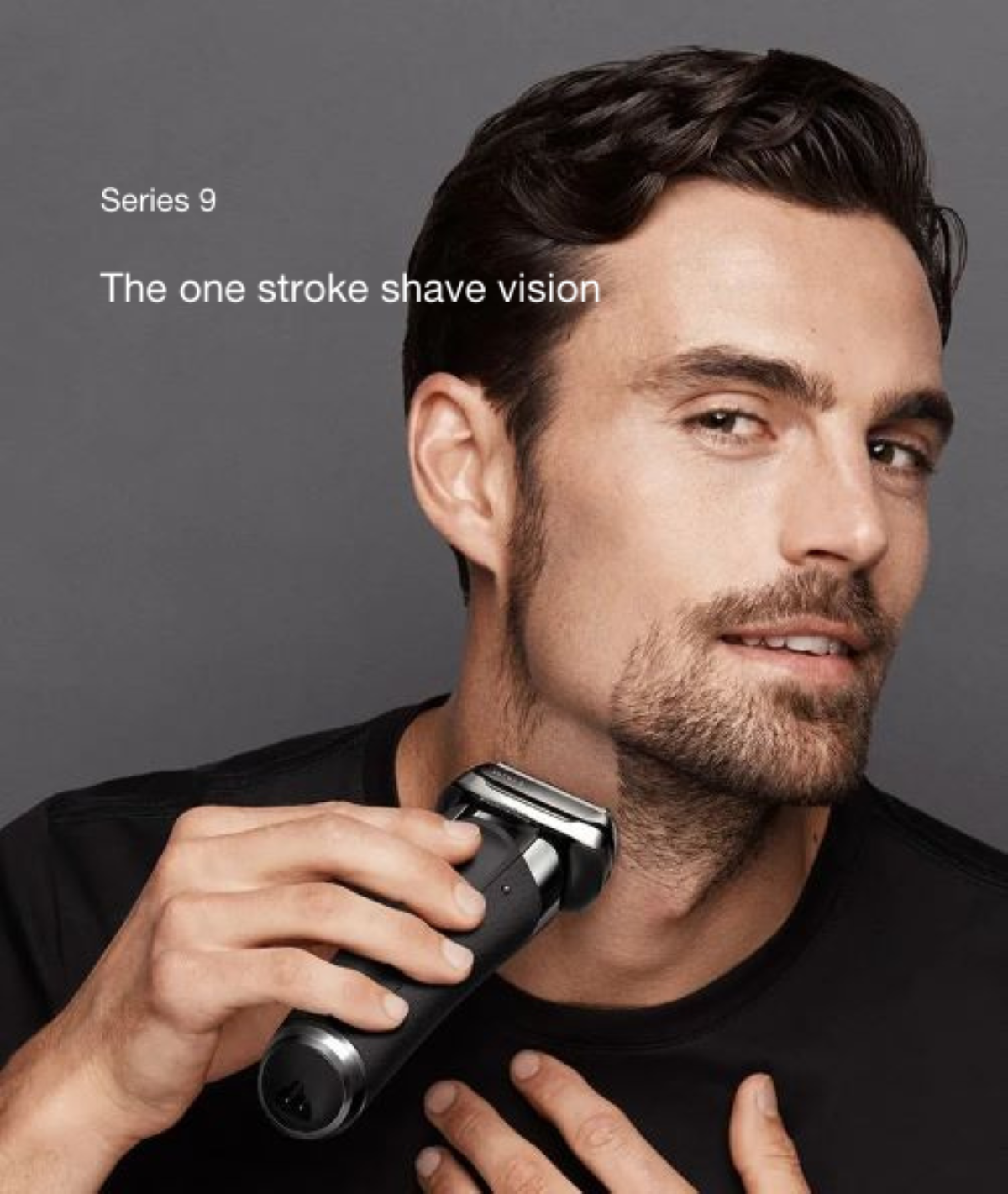 Series 9 - the one stroke shave vision - man shaving his face clean with a Series 9 Pro electric shaver
