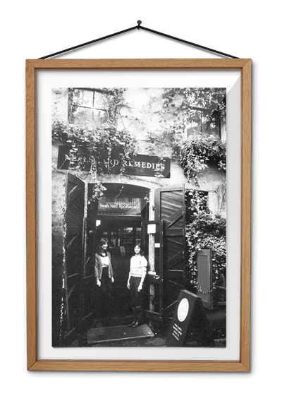 Black & white photo of Neal's Yard shop