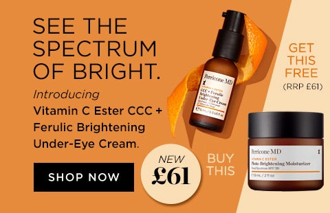 See the spectrum of bright. Introducing the CCC + Ferulic Brightening  Under-Eye Cream, a breakthrough formula  that dramatically reduces the look of the three types of under-eye discolouration.