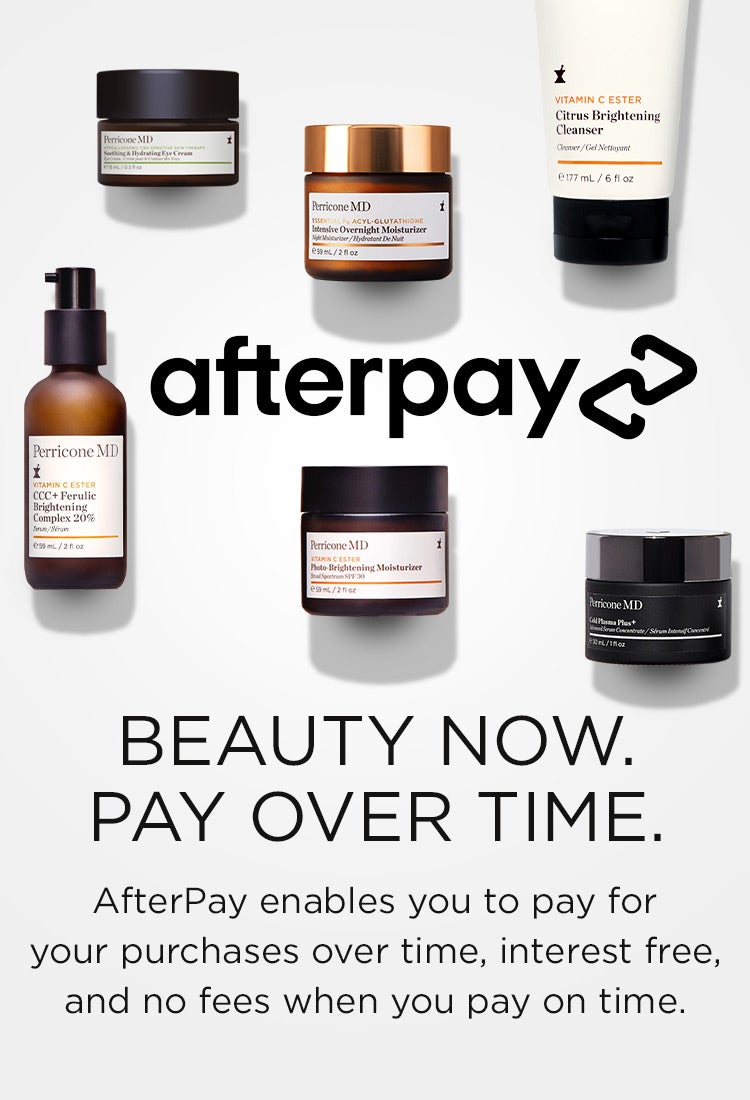 Beauty now. Pay over time. AfterPay enables you to pay for your purchases over time, interest free, and no fees when you pay on time.
