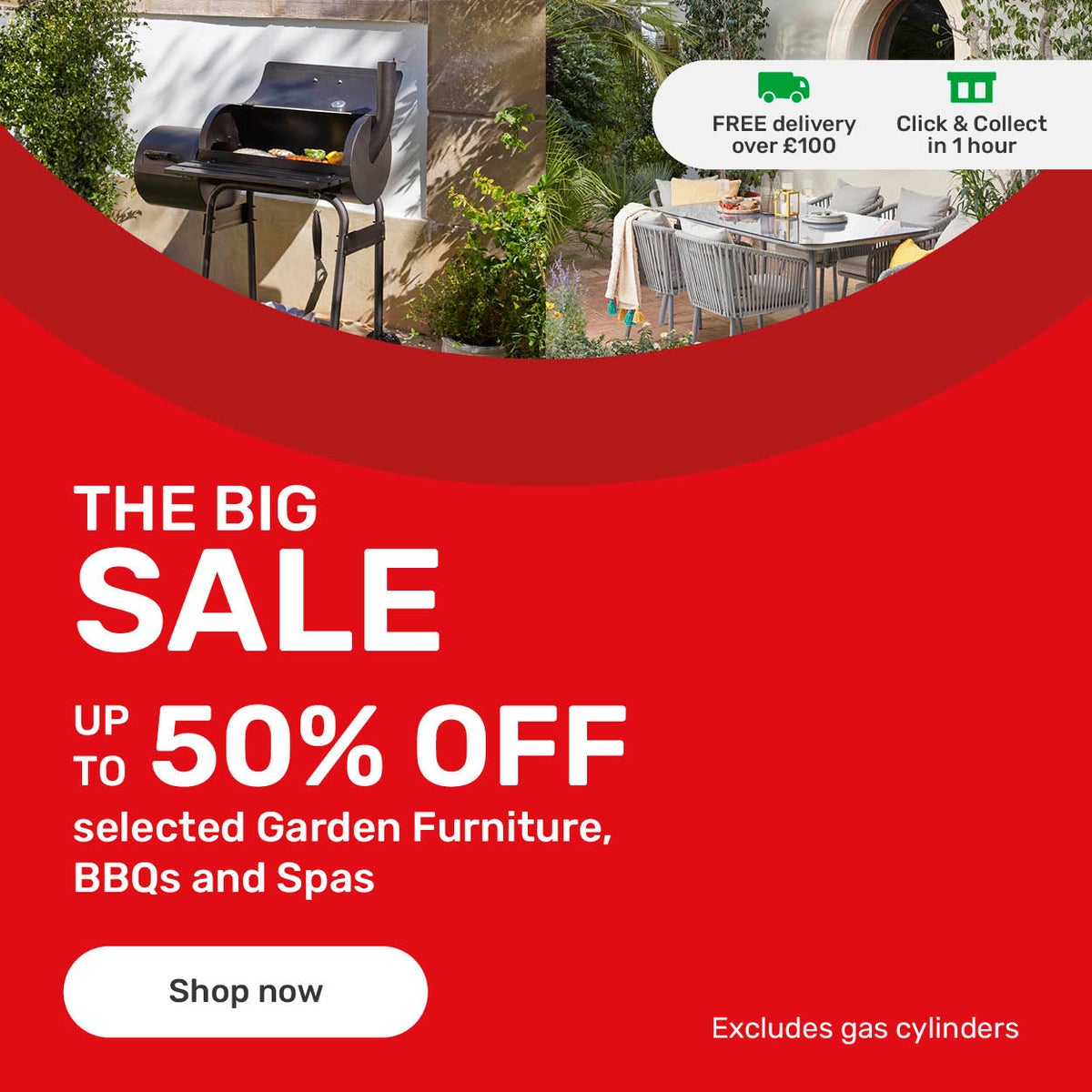 Up to 50% off Garden Furniture BBQs and Spas