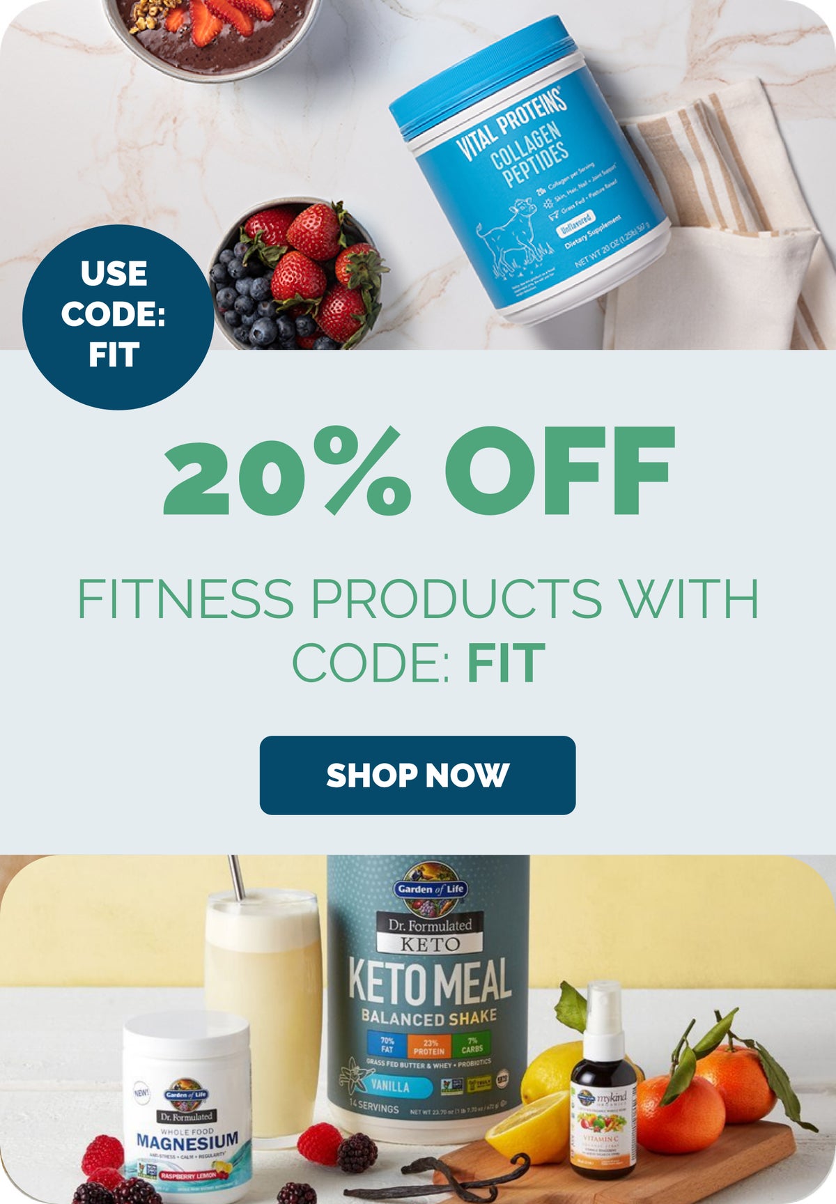 20% OFF SELECTED PRODUCTS WITH CODE FIT
