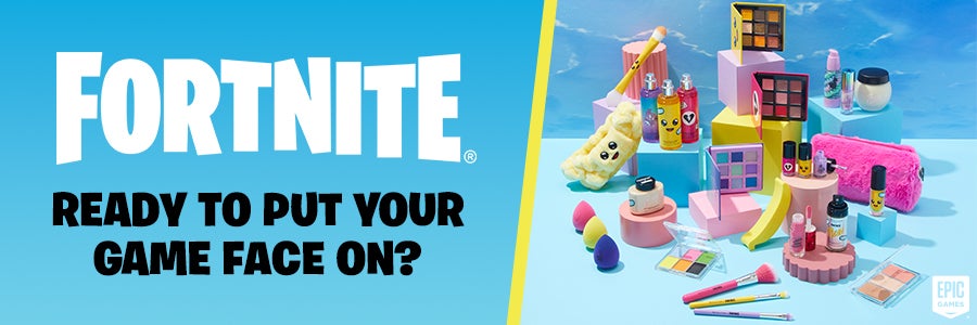 Fortnite. Ready to put your game face on? Time to open a supply drop of cosmetics, skincare and fragrance - 27 products featuring some of your fave Fortnite characters!