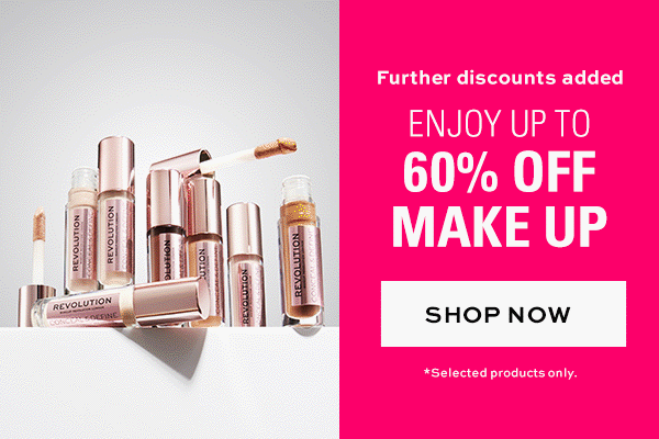 The biggest sale of the year just got even bigger! Enjoy up to 60% off makeup. Further discounts added. SHOP NOW. *Selected products only.