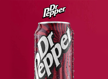 Can of Dr. Pepper on a red background