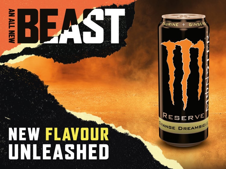 NEW Monster now available: Monster Reserve Orange Dreamsicle has an intense but smooth, easy drinking orange flavour with ginseng, L-carnitine and B vitamins.