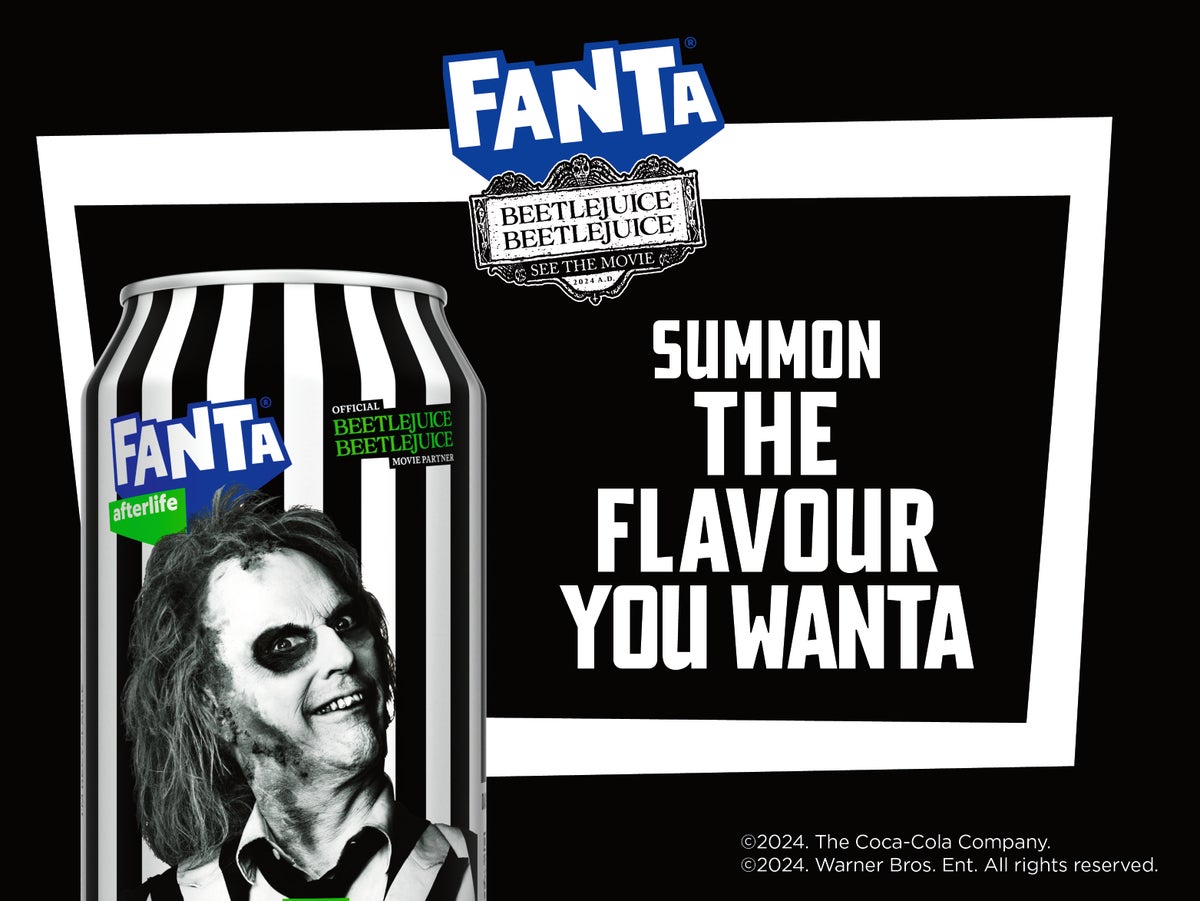 Try the NEW Afterlife Flavour: This zero sugar, Apple flavoured Fanta comes in limited-edition packaging featuring the highly anticipated movie “Beetlejuice, Beetlejuice”.