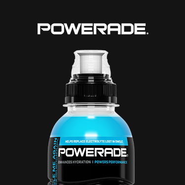 Powerade on a black background