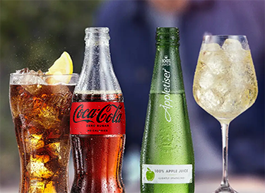 Glasses of Coca-Cola Zero-Sugar and Appletizer