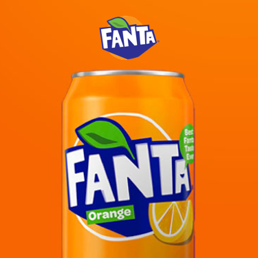 A Can of Fanta on an orange background