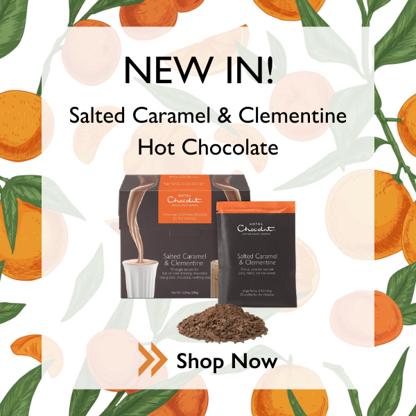 New In - Salted Caramel & Clementine Hot Chocolate. Shop Now