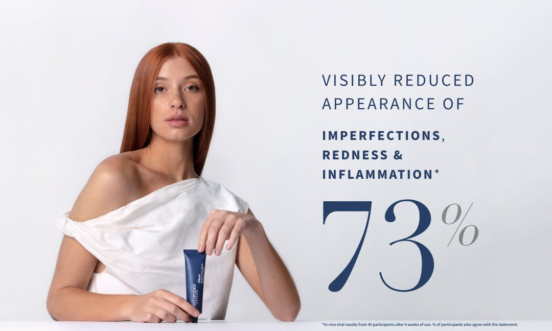 Visibly reduced appearance of Imperfections, redness & Inflammation* 73% *In-vivo trial results from 45 participants after 4 weeks of use. % of participants who agree with the statement.