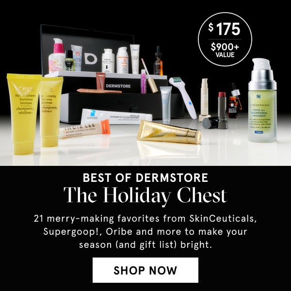 Best Of Dermstore: The Holiday Chest. 21 merry making favorites from SkinCeuticals, Supergoop!, Oribe and more to make your season (and gift list) bright.