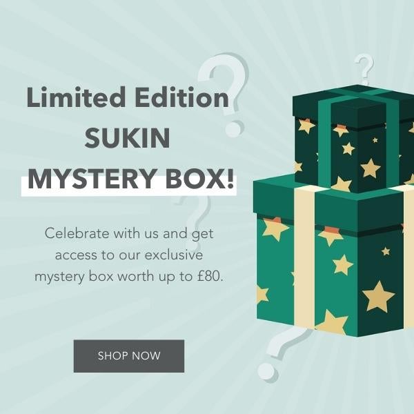 Limited Edition  SUKIN  MYSTERY BOX! Celebrate with us and get access to our exclusive mystery box worth up to £80.