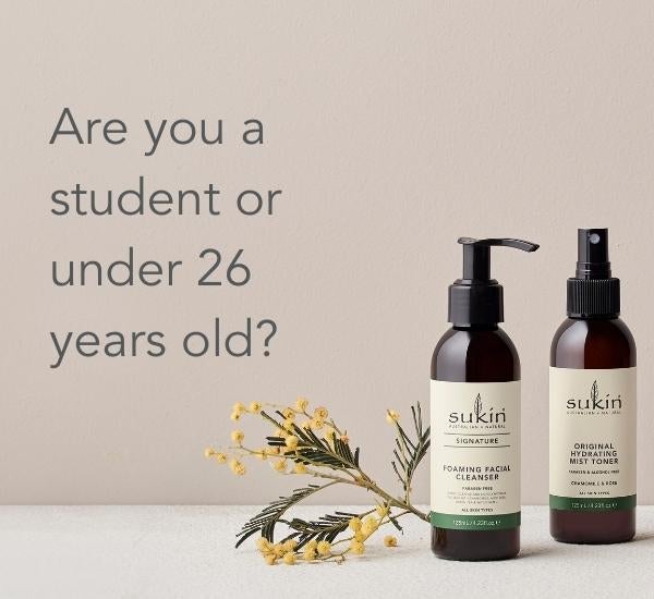 Get all of your Sukin favourites with your student and young person discount! Just enter your unique code at checkout and save on all your favourite products.