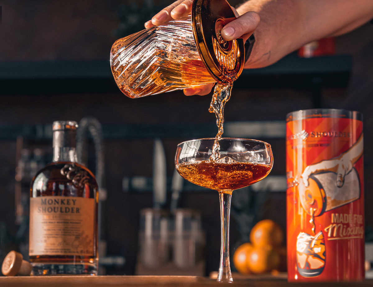 Limited-edition Monkey Shoulder Gift Set. Mix it up and gift Monkey Shoulder this Father's Day with this limited edition tin, which doubles as a cocktail strainer. Available, while stock lasts.
