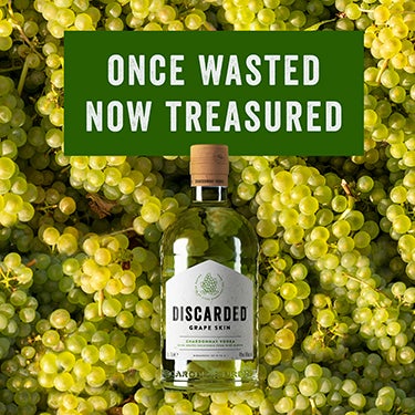 Once wasted, now treasured. Discarded grape skin chardonnay vodka