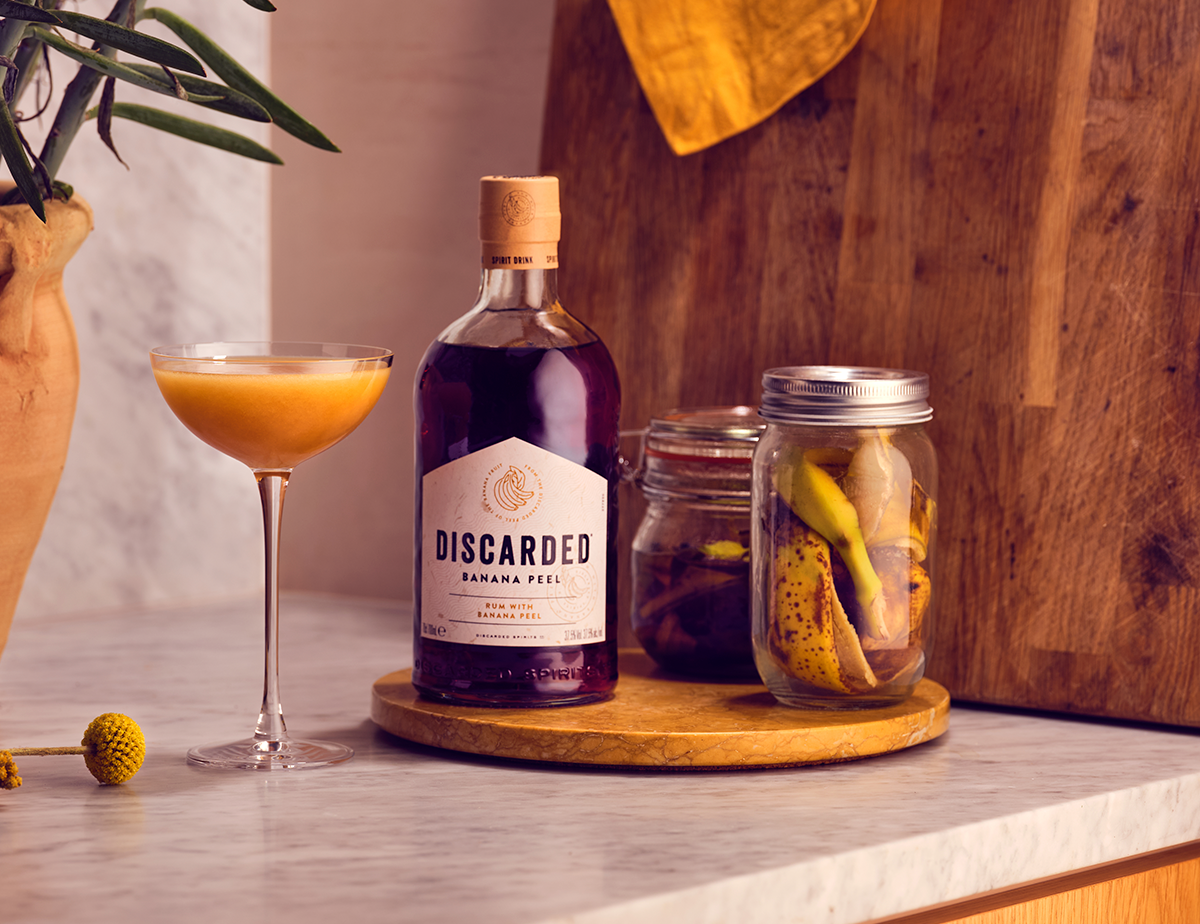 Discarded bottle and cocktail