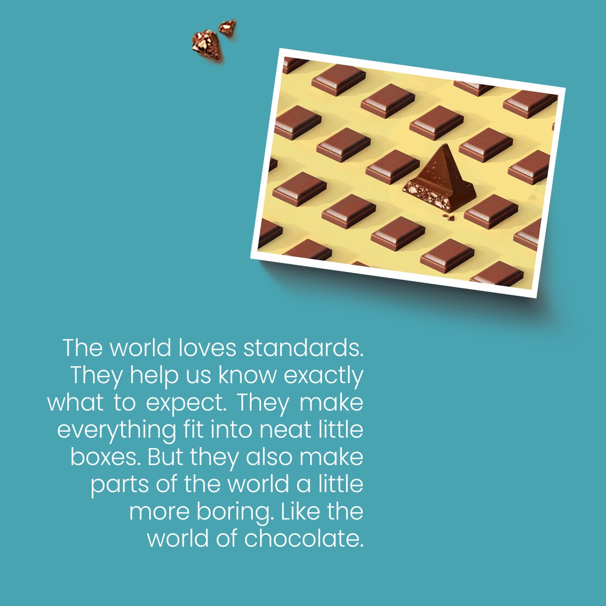 The world loves standards. They help us know exactly what to expect. They make everything fit into neat little boxes. But they also make parts of the world a little ore boring. Like the world of chocolate.