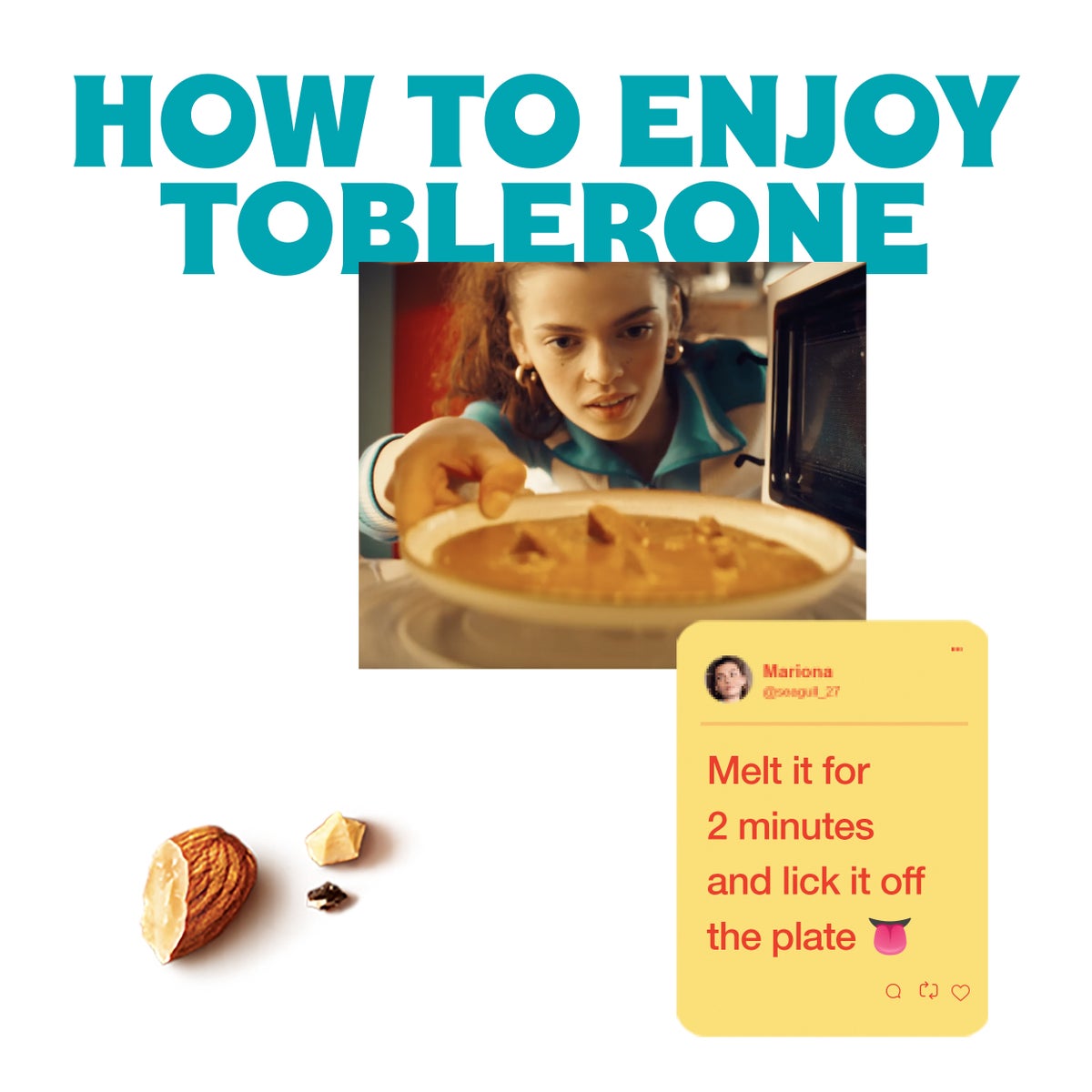 How To Enjoy Toblerone. Melt it for 2 minutes and lick it off the plate.