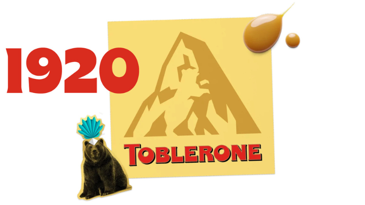 A picture of the Toblerone logo with the year 1920 in red.