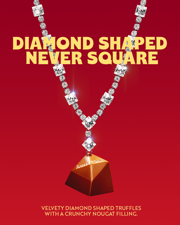 velvety diamond-shaped truffles with a crunchy nougat filling. Diamond Shaped, Never Square
